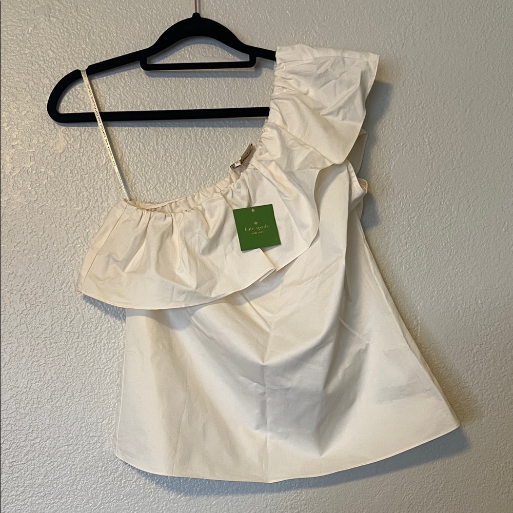 Kate Spade Broome Street One Shoulder Off White Ruffled Top